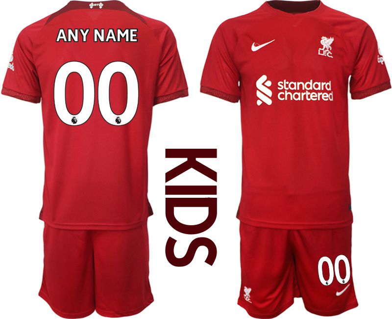Cheap Youth 2022-2023 Club Liverpool home red customized Soccer Jersey